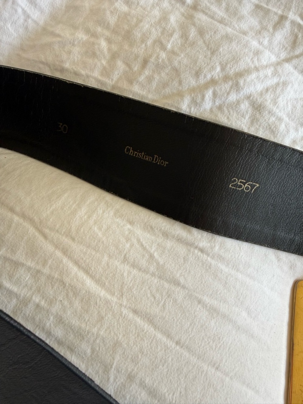 Christian Dior Vintage Blue Leather Waist Belt with Gold Square Buckle Accent - Picture 2 of 13